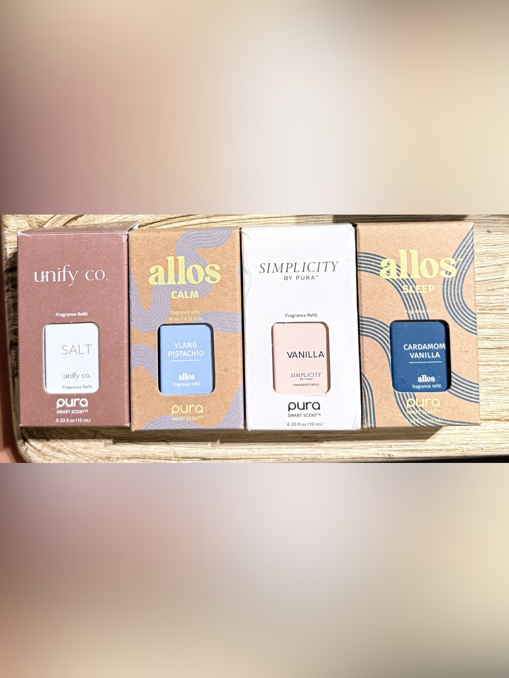 Pura Smart Scent
Fragrance Refills - Unify Co.
Salt, Allos Calm Ylang Pistachio,